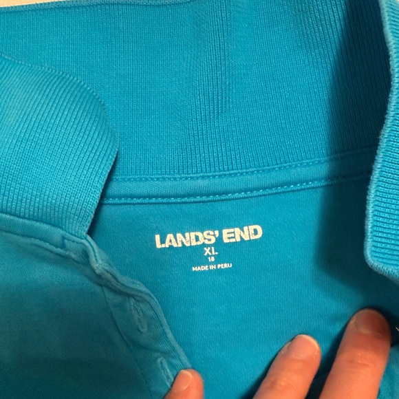 Lands' End Turquoise Long Sleeve Polo - Picture 4 of 5